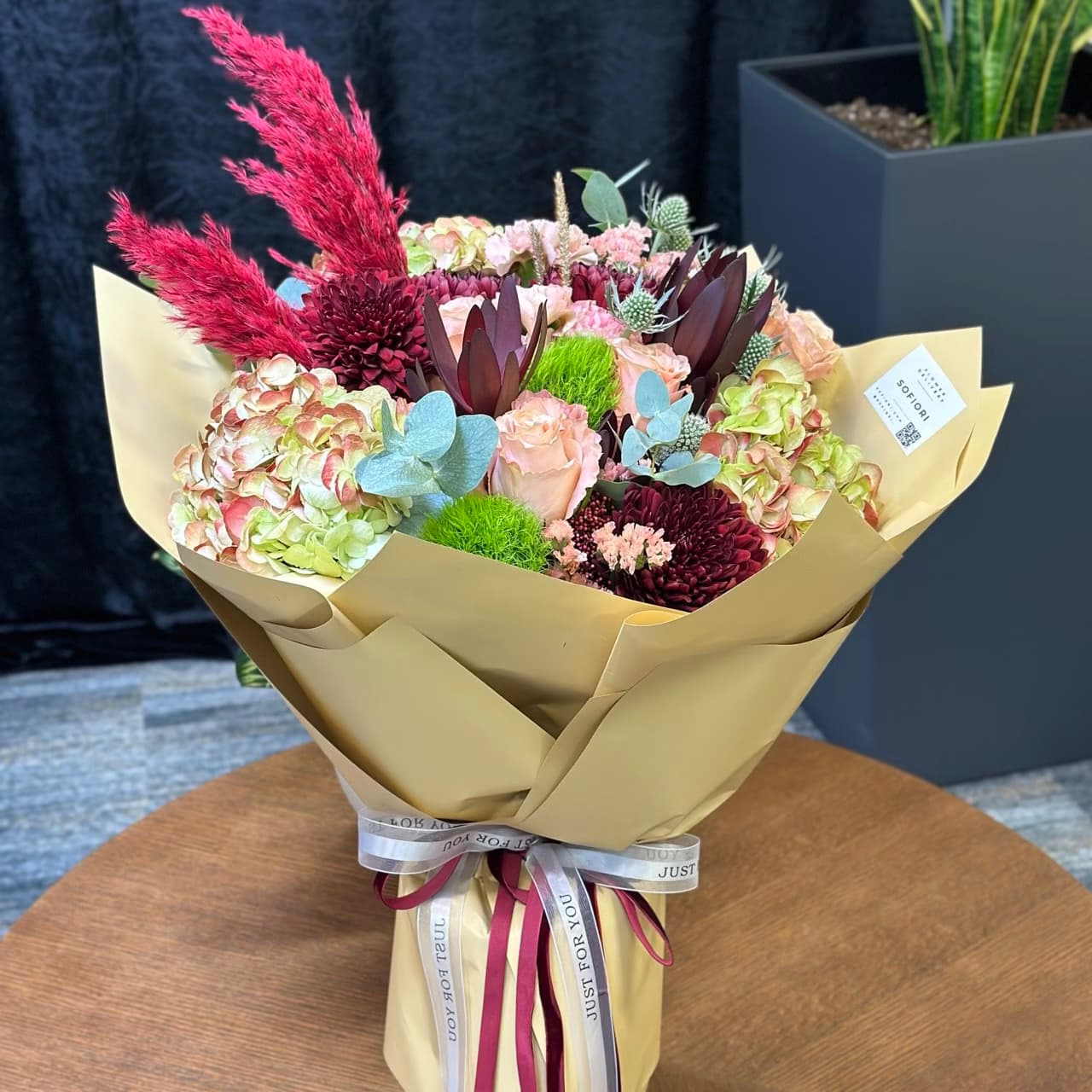 Hydrangeas and pampas