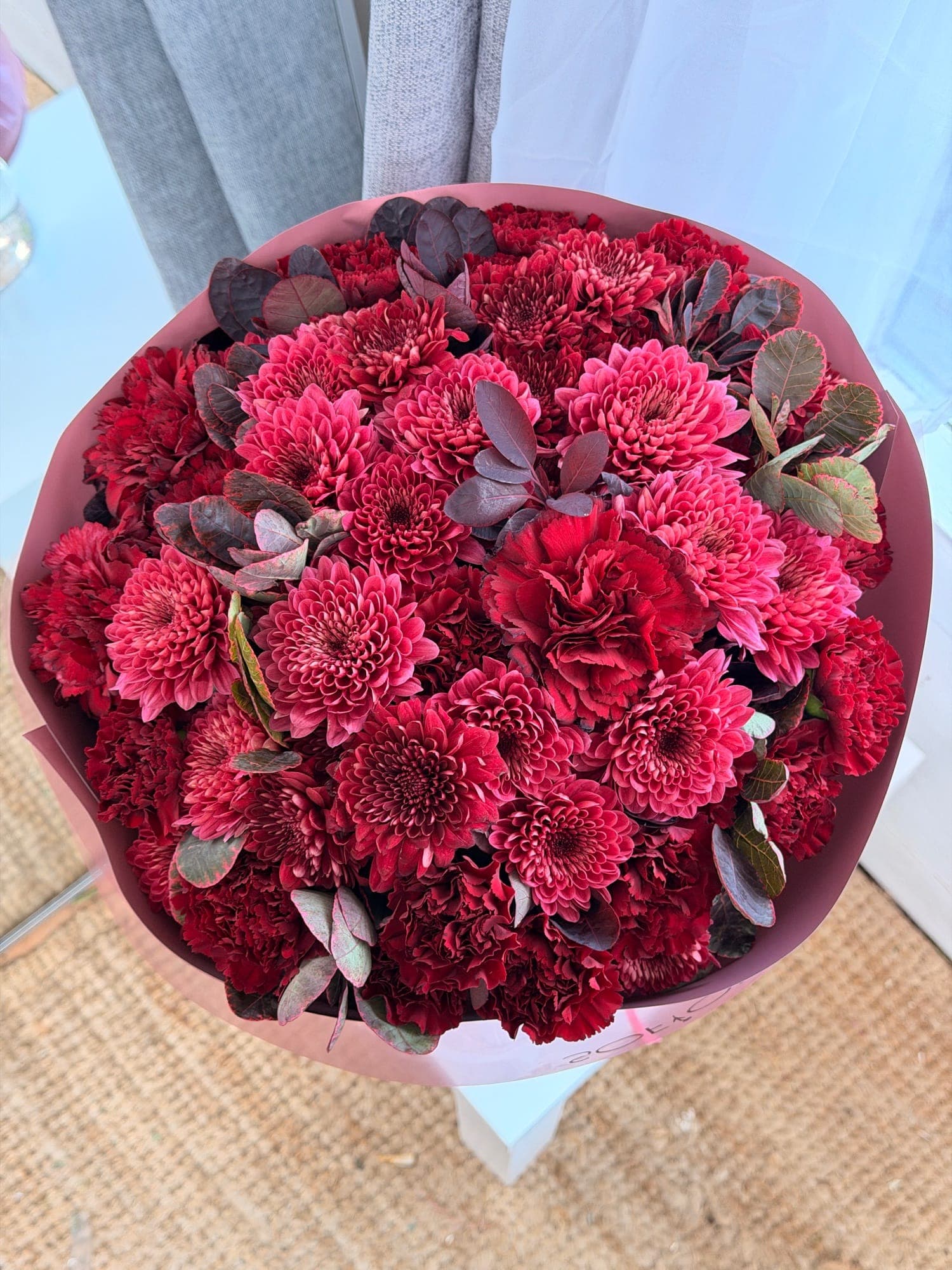 Burgundy love β carnations and chrysanthemums, Sofiori Calgary