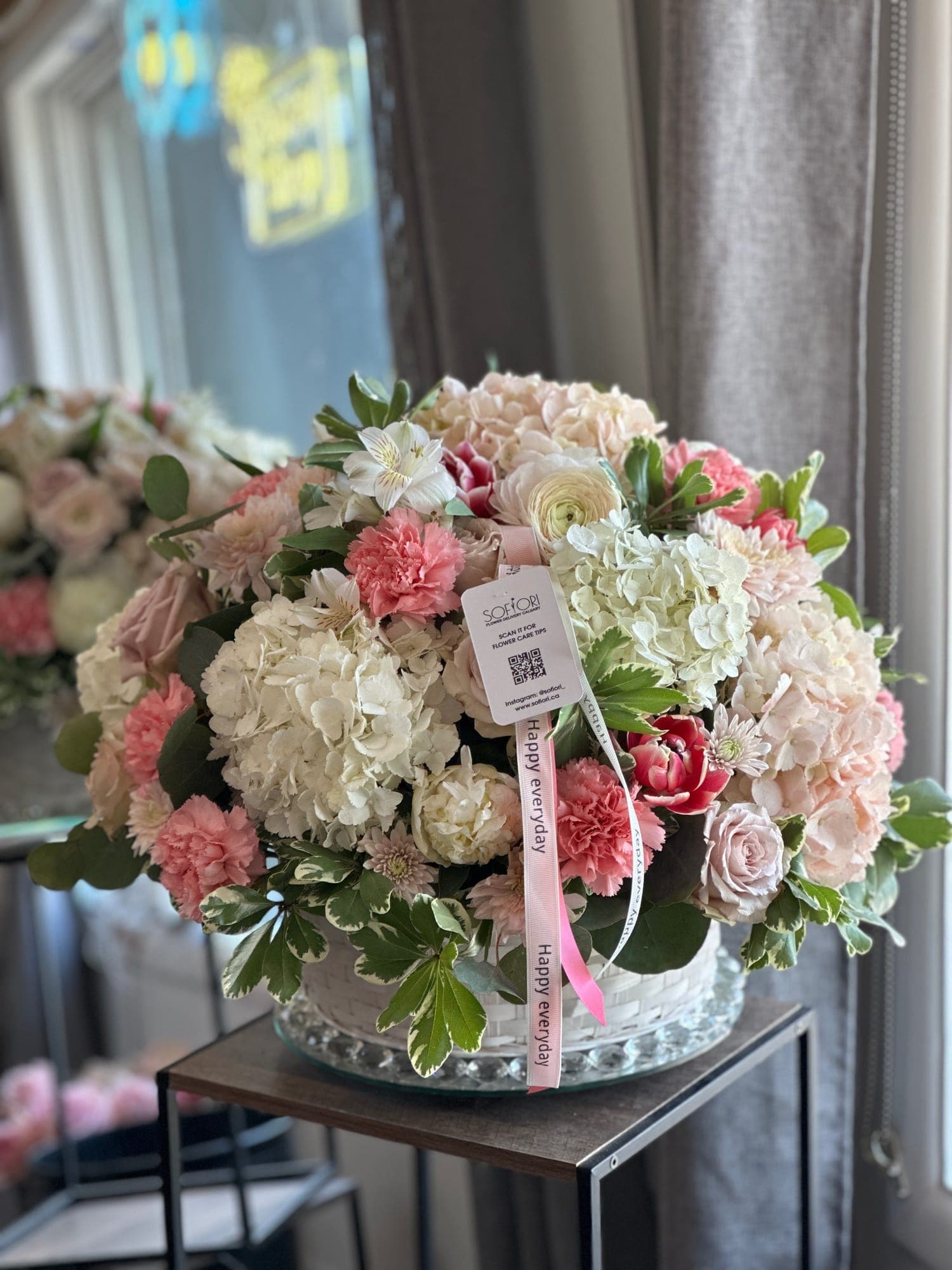 Floral basket — roses and carnations, Sofiori Calgary