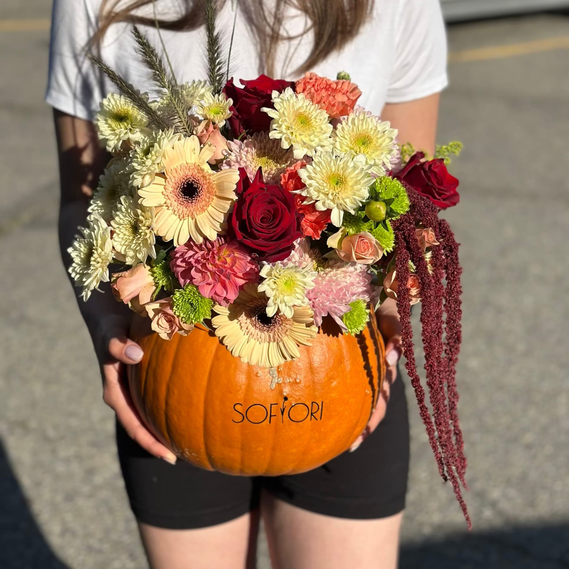 Burgundy Floral Pumpkin — photo 3