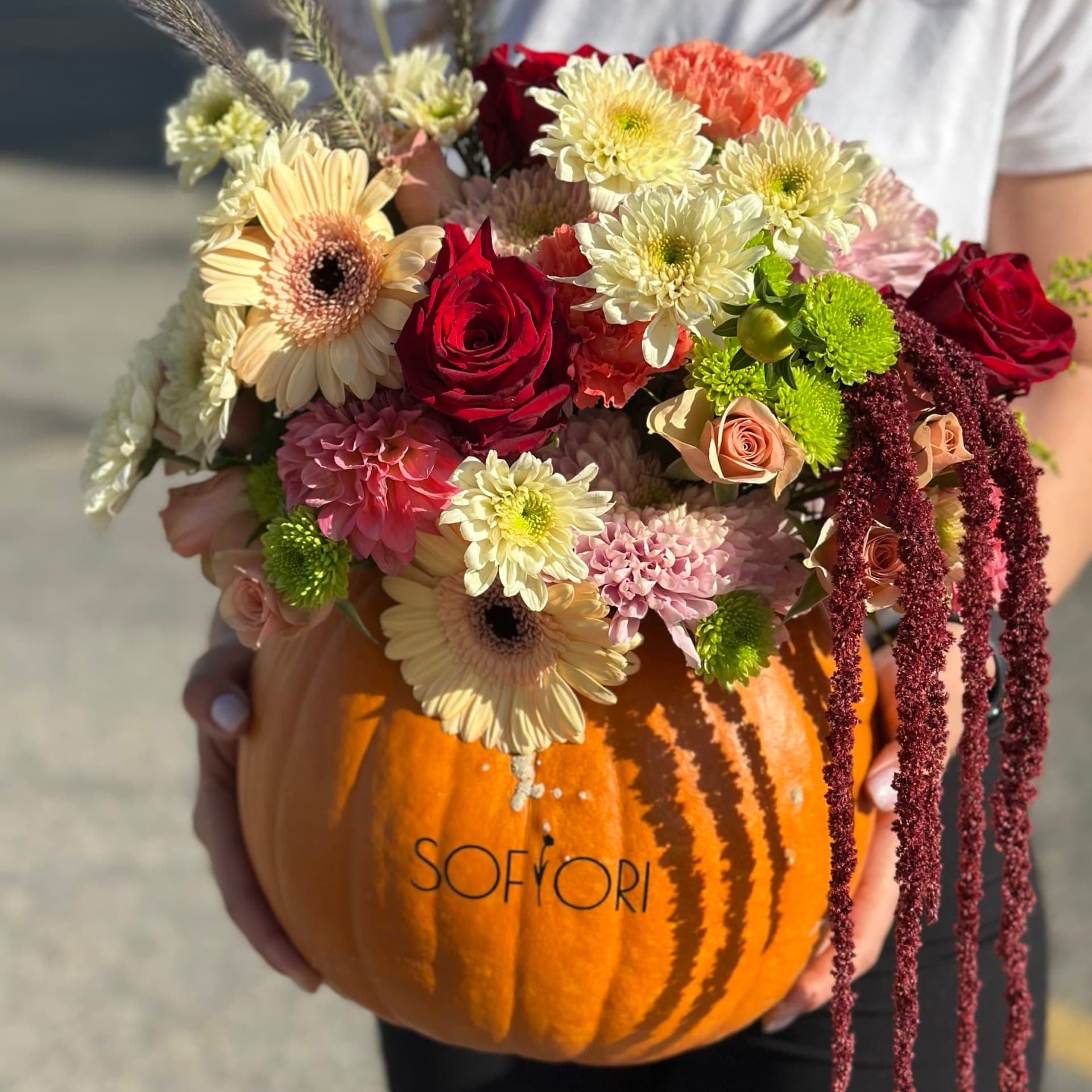 Burgundy Floral Pumpkin — photo 2