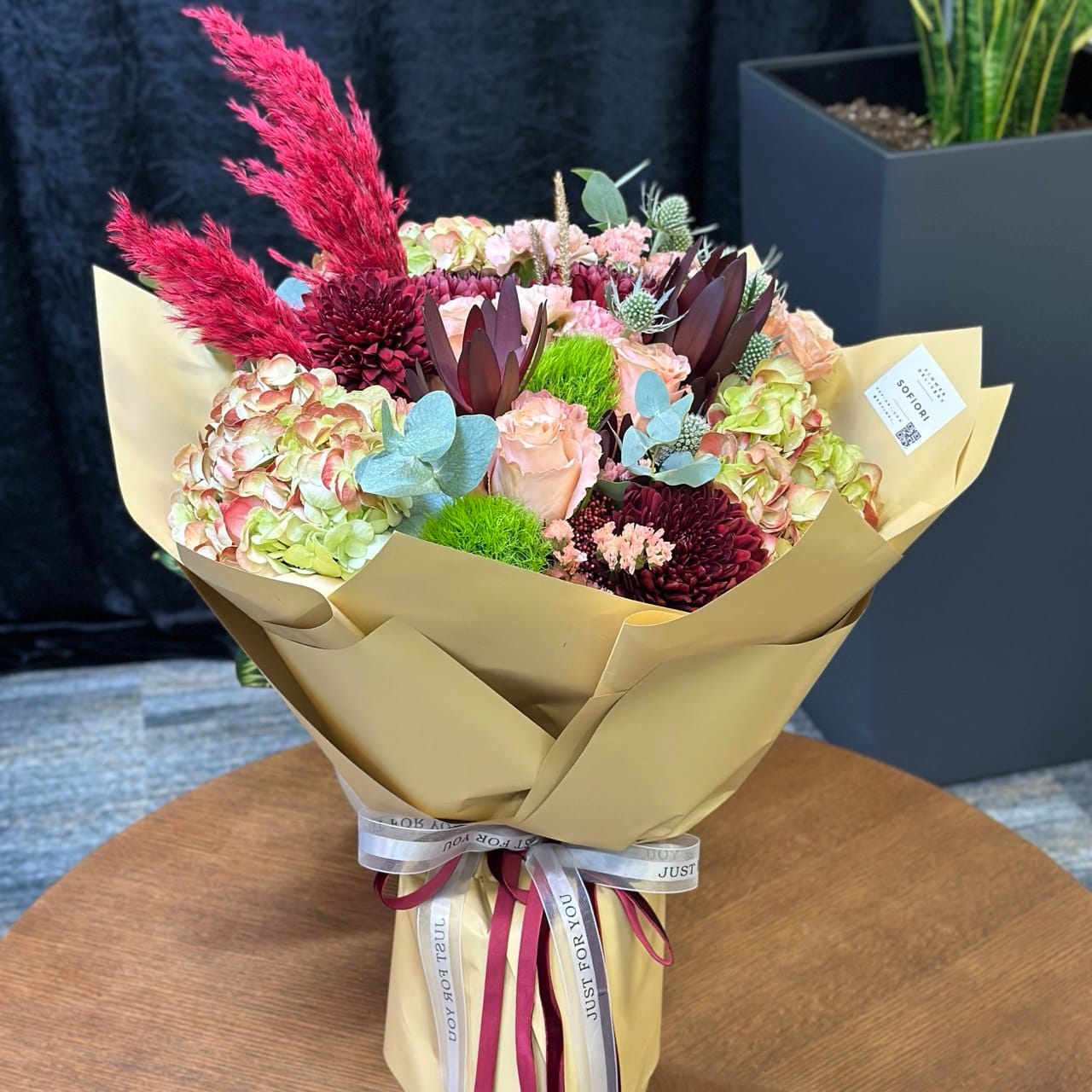 Hydrangeas and pampas
