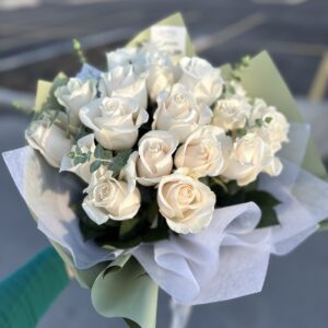White roses & Eucalyptus